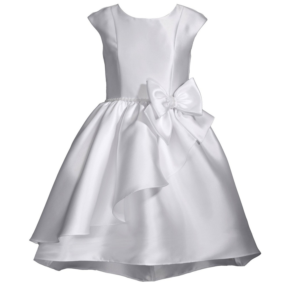 Bonnie Jean Girls‎ Mikado Cascade Dress - White Size 7 NEW Flower girl Communion